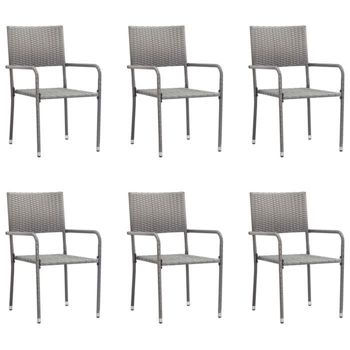 SALE 2025Chaise à dîner de jardin empilable - lot de 6 - Fauteuils de Jardin gris résine tressée - 51x60x87 cm26 Kg 6375