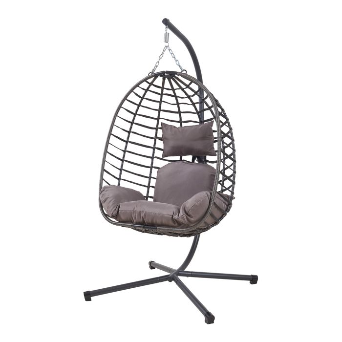 Fauteuil suspendu avec support Kandsvas 198 x 110 x 95 cm gris Fauteuil suspendu avec support Kandsvas 198 x 110 x 95 cm gris