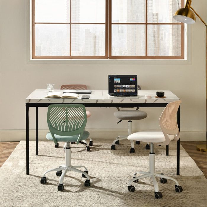 Table De Conférence Rectangulaire 150x75x75 Cm - Plateau Bois Brun, Structure Métallique, Pour 4 à 6 Personnes, Réunions, Formations - 6