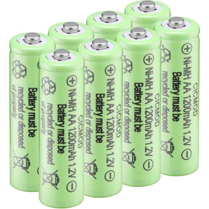Piles Rechargeables Ni-MH AA 1200mAh 1.2 V Batterie Rechargeable Lot de 8 pour Produits Solaires électroniques Quotidiens