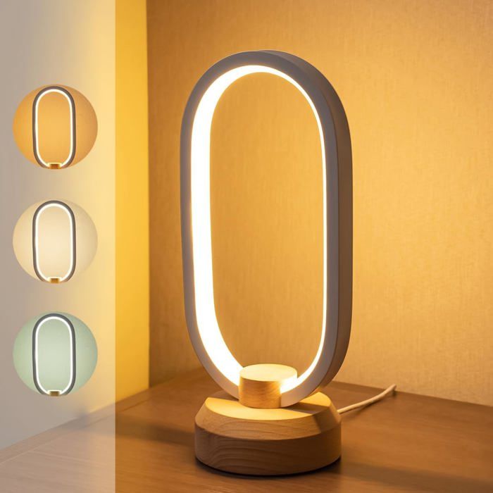 ®TONLRGY Petite lampe de table LED lampe de chevet ovale 3 couleurs intensité variable 5 niveaux de luminosité 34 x 16 x 10 cm