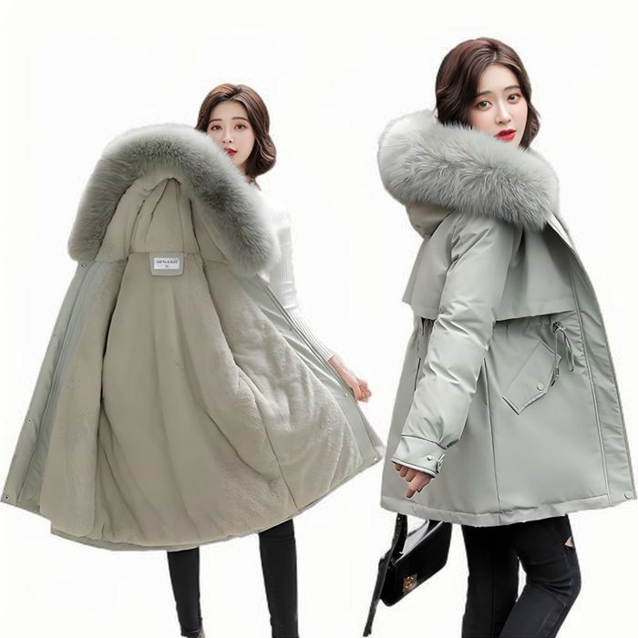 Doudoune Femme Doudoune à Capuche Col en peluche Veste Chaud épais dhiver pour Ski Snowboard Patinage Vert clair yr9371