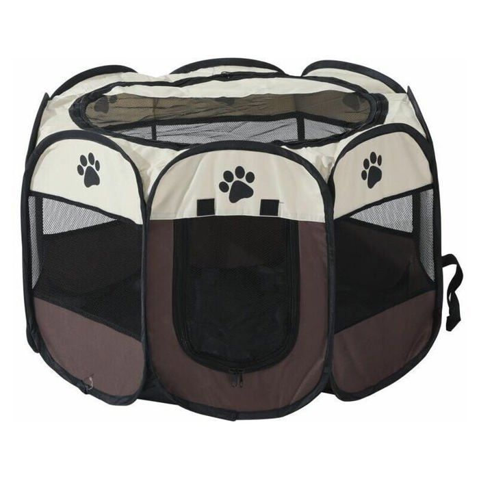 Parc Chien Parc à Chiot Enclos pour Chiens Chats Lapins Pliable Utiliser à lintérieur et à lextérieur (café)