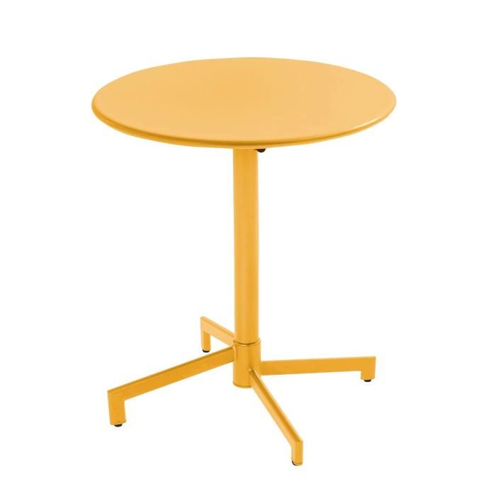 Table de jardin ronde bistrot avec plateau rabattable 70 cm jaune Palavas Oviala