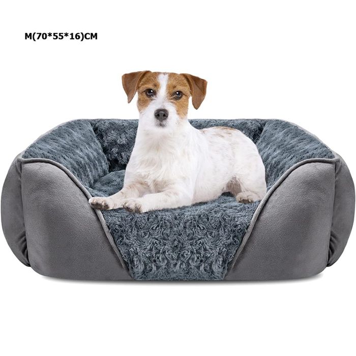 Comparer les prix de Panier pour Chien Moyen Taille M(70*55*16)CM Lit Chien Lavable Pelucheux Antidérapant Coussin Anti-anxiété Doux ConfortGris