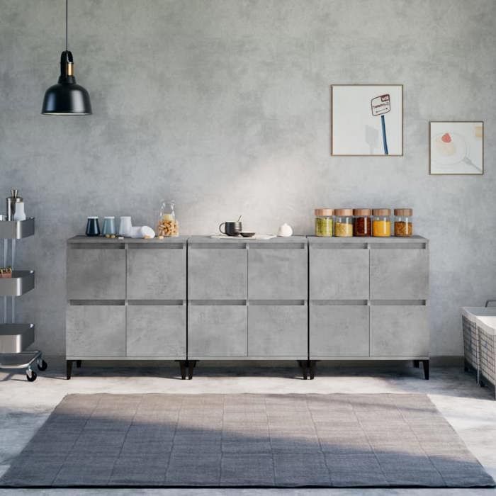 SALE 2025Buffets bahut vaisselier - Buffets - Lo Buffets 3 pcs gris béton 60x35x70cm - Bois dingénierie ABHT 8297955