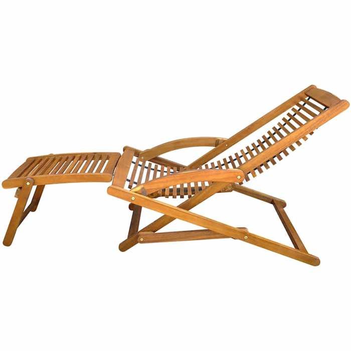 Sale 2026 Chaise de terrasse - burke - 1-personne - avec repose-pied Bois dacacia solide Cc12