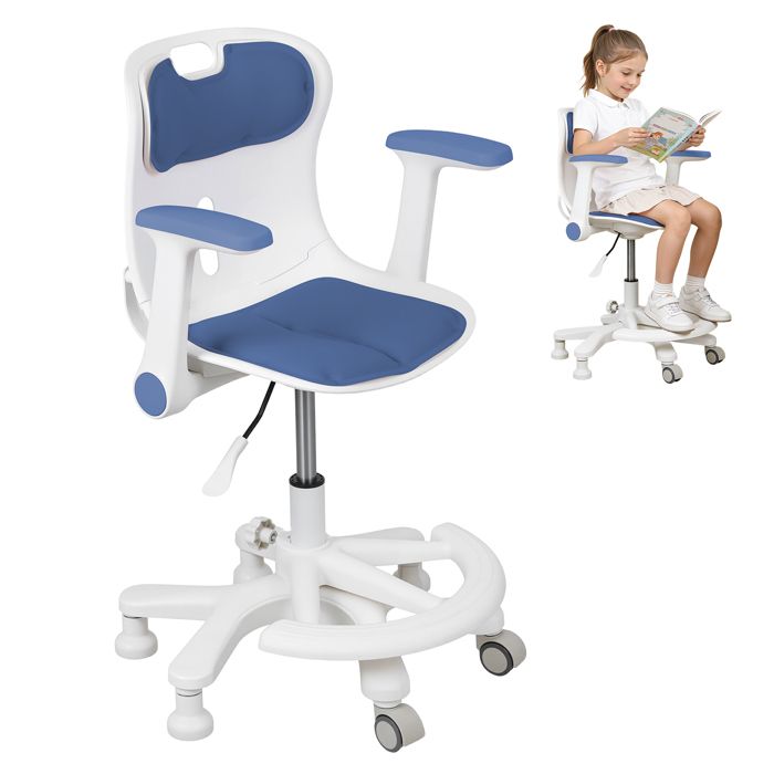 Chaise Bureau Ergonomique Support Lombaire Assise Large Accoudoirs Rabattables pour Bureau Chambre Bleu