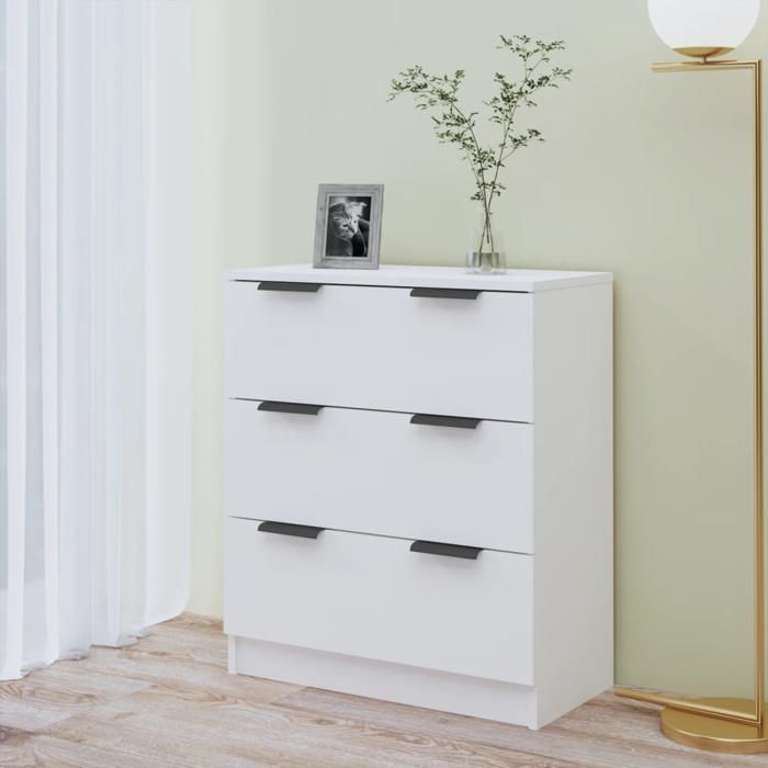 [85988]Buffet Bahut MEUBLECHIC commode meuble de rangement Blanc 60x30x70 cm Bois dingénierie Poids:21.84 Kg