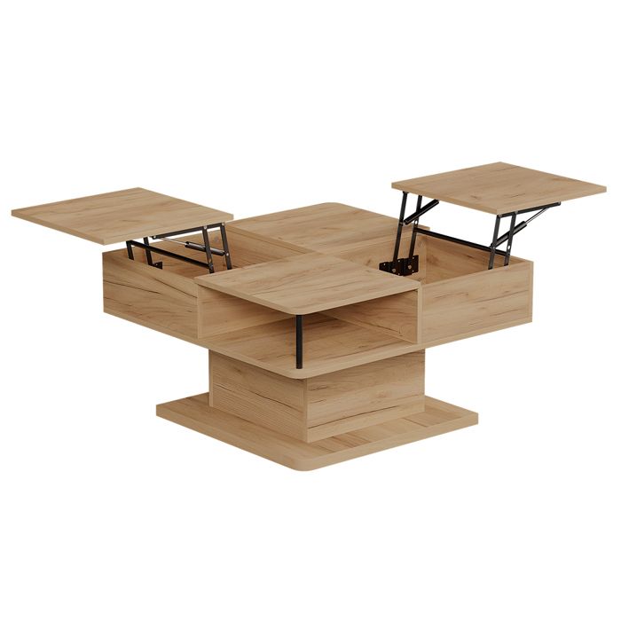 Table basse Movira 80x45cm avec compartiments de rangement Chêne de force doré Vicco 59127