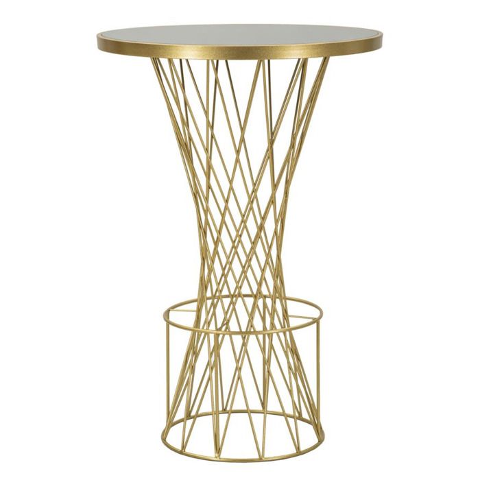Table de bar Tower New en verre et fer or et noir Ø70x103 cm - Réf. VK8681847410645