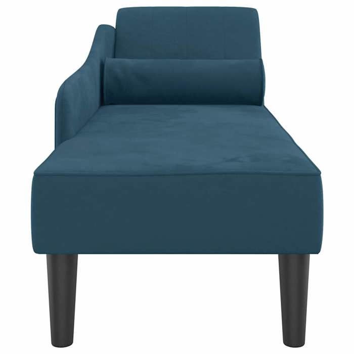 Fauteuil Relax - Bleu - Fauteuil long - 1 Place - avec coussin -s bleu velours 141x55.5x66.5 cm F1276