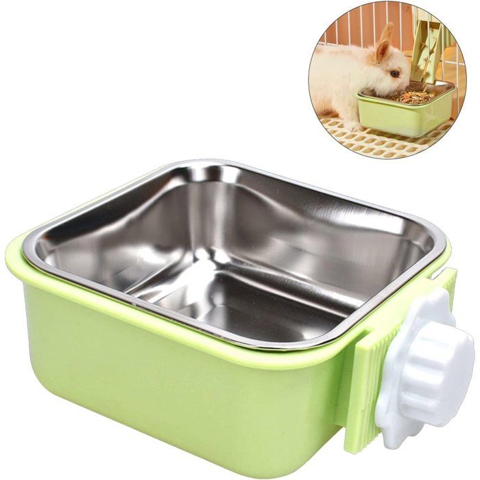 Gamelle suspendue pour animaux - DEMA - 2 en 1 amovible - Acier inoxydable - Convient chiens chats lapins