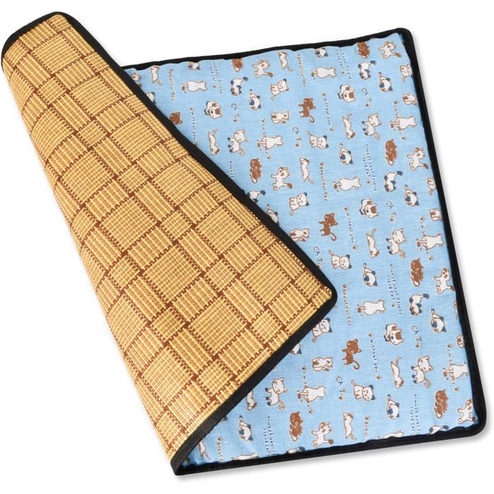 Tapis Rafraîchissant Chien Lavable Tapis de Refroidissement Double Face Pliable pour Chien Chat Été 64x48cm Bleu
