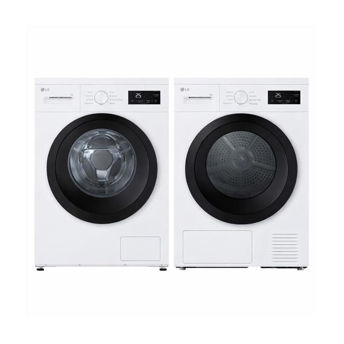 PACK LG Lave-linge 9kg 1400trs/min Smart Inverter + Sèche-linge LG 8kg Pompe à Chaleur