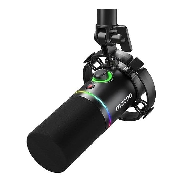 Microphone Maono PD200x dynamique XLR avec contrôle volume et éclairage RGB - vue 2