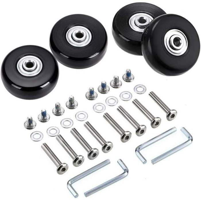 4 PCS Bagages Roues de Rechange pour Valise Trolley Chariot 45x18 mm Roulette de Remplacement Caout ACCESSOIRES FABRICATION MAISON
