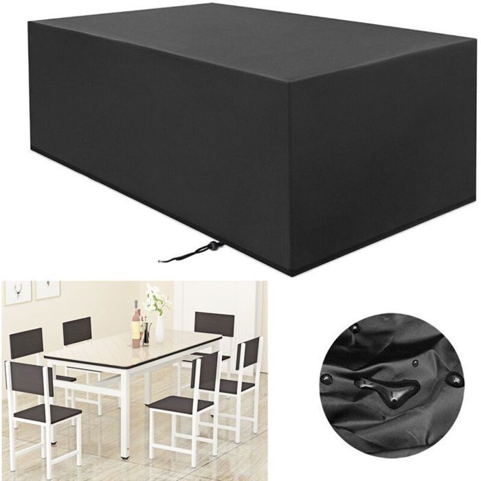 Housse imperméable pour mobilier de jardin (table et chaises) – Oxford noir Femeo