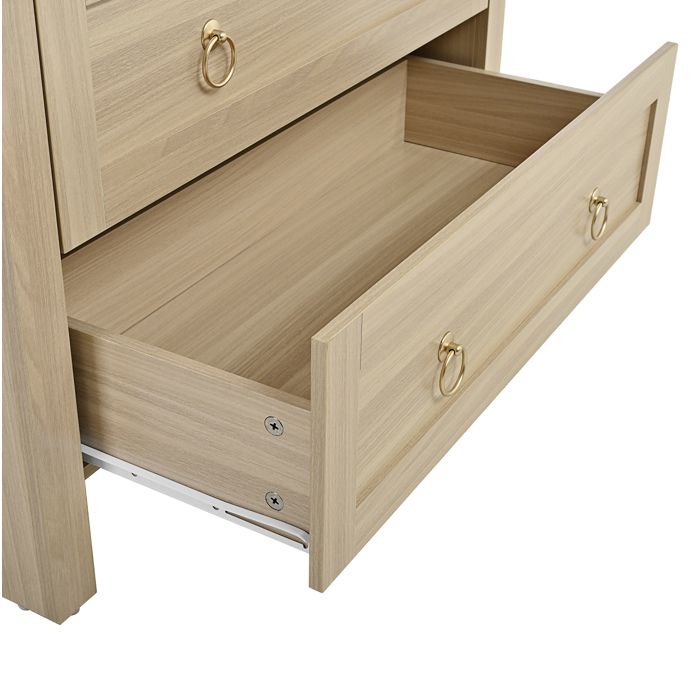 HOMVRA Buffet haut 80x40x180 cm avec 2 tiroirs portes en rotin tressé MDF coloris chêne