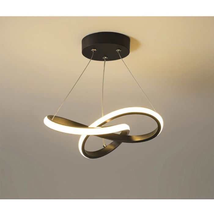 Lampe à Suspension LED Moderne Créative - 24CM Warm Light - Plafonnier pour Salle à Manger Salon Bureau Cuisine black LUSTRE