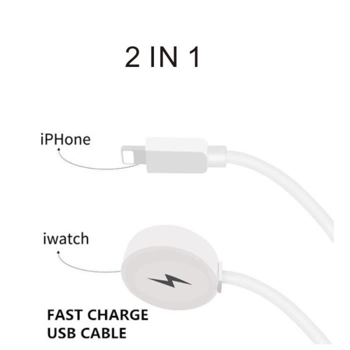 2EN1 Blanc - Chargeur de téléphone pour montre connectée, câble de données USB Micro type-c magnétique 4 en 1