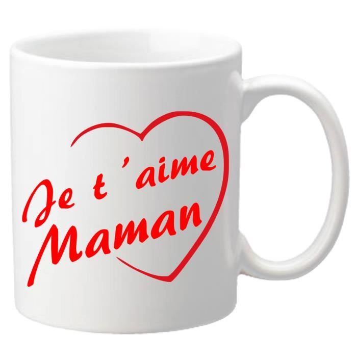 Mug - Je T'aime Maman - Cadeau Pour La Fête Des Mères, Noël
