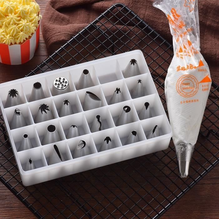 24Pcs Douille Poche à Douille Pâtisserie Kit Décoration de Gâteaux Crème  DIY Réutilisable(24 Douilles Inox+100 PCS Poche à Douille J - Cdiscount  Maison