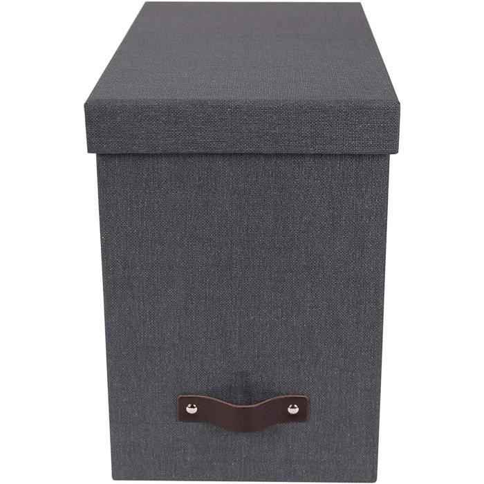Boîte De Rangement Pour Dossiers Suspendus A4 Avec Couvercle - Organiseur Bureau Ou Maison, Gris, Pliable (33.5x38x28 Cm)