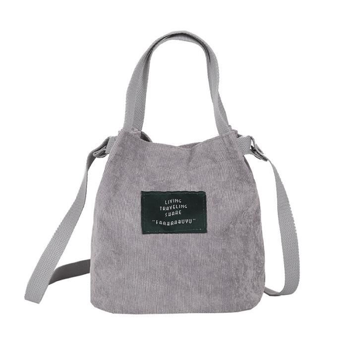 Sac Fourre-Tout Femme En Velours Côtelé - Bandoulière Réglable, 34x26cm - Sac Hobo Tendance Multifonction