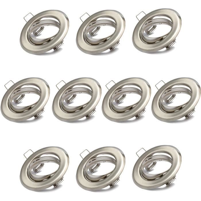 Spot Encastrable Orientable Gu10 Yiahin Projecteurs Spot Encastrable GU10 Set Cadre Avec Douille Céramique GU10, Noir Mat Rond Cadre De Montage Spot LED, Ouverture 55mm-70mm, Pour Spots De Plafond, Lot De 10