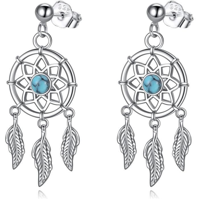 Boucles D'oreilles Pendantes Attrape-rêves – Or Rose – Fantaisie – Neuves