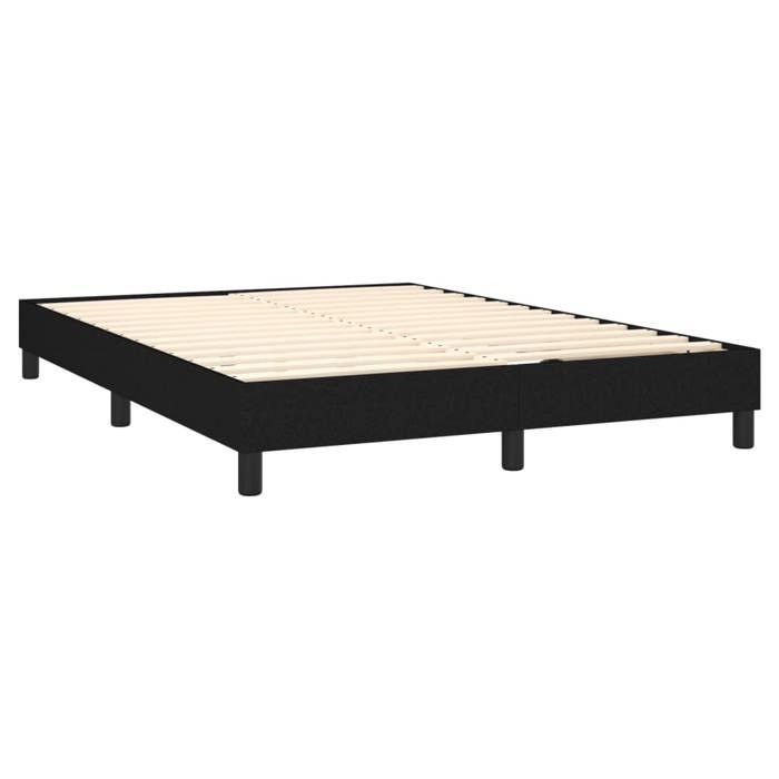 Sommier a lattes sur pieds cadre de lit 140x190 cm tissu noir TDL0207023
