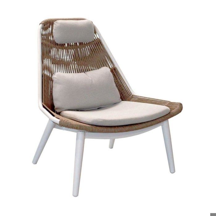 Chaise lounge de jardin en aluminium et tressage Como