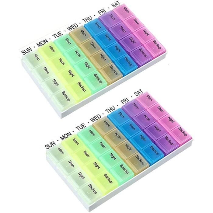 Pilulier Semainier 7 Jours - Lot De 2 Boîtes Transparentes - Organisateur De Médicaments Neuf