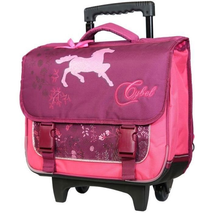 bagtrotter cartable à roulettes 38 cm cybel cheval licorne violet