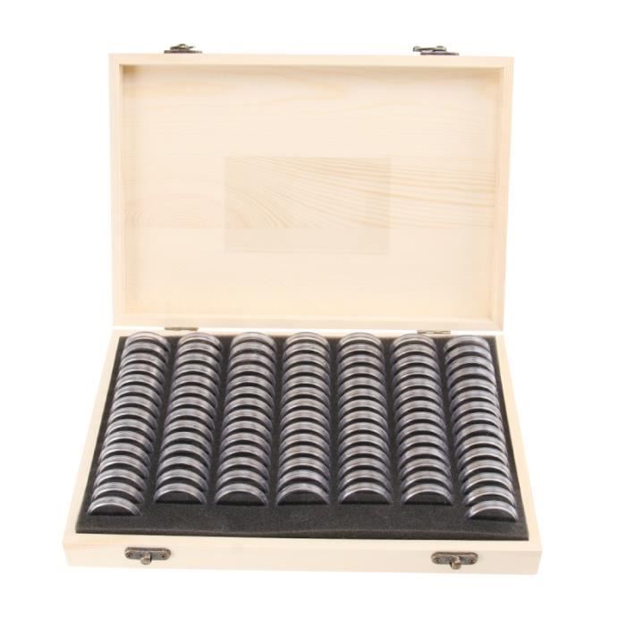 100 pièces Capsules pour de monnaie rondes en bois de protection portable BOITE DE RANGEMENT 100 pièces Capsules pour de monnaie rondes en bois de protection portable BOITE DE RANGEMENT