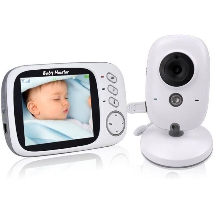 Babyphone Bébé Moniteur Ecoute Bébé Caméra de Surveillance sans Fil Ecran 3.2” VB603 & Montre Blanche - GeekMe