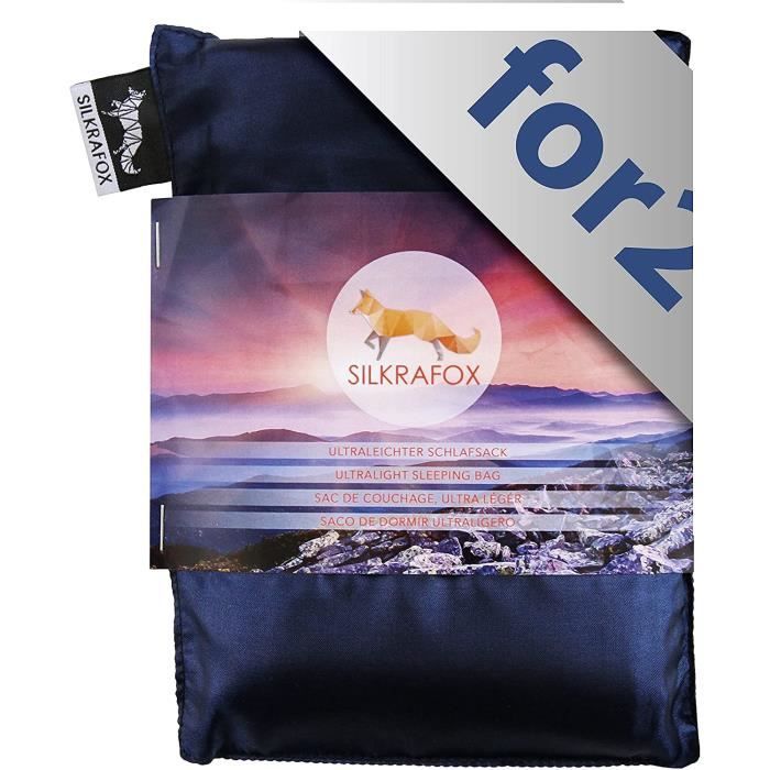 Sac De Couchage Ultra-léger Silkrafox Pour 2 – Idéal Pour Couple, Randonnée, Voyage Et Camping, Taille 150x210 Cm, Poids 150 G