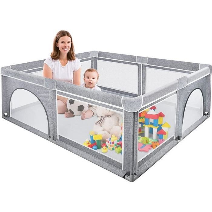 Uisebrt Parc Pour Bebe Avec Base Antiderapante Et Filet Respirant Barriere Stable Centre D Activite Pour Enfants Gris 481 Cdiscount Puericulture Eveil Bebe