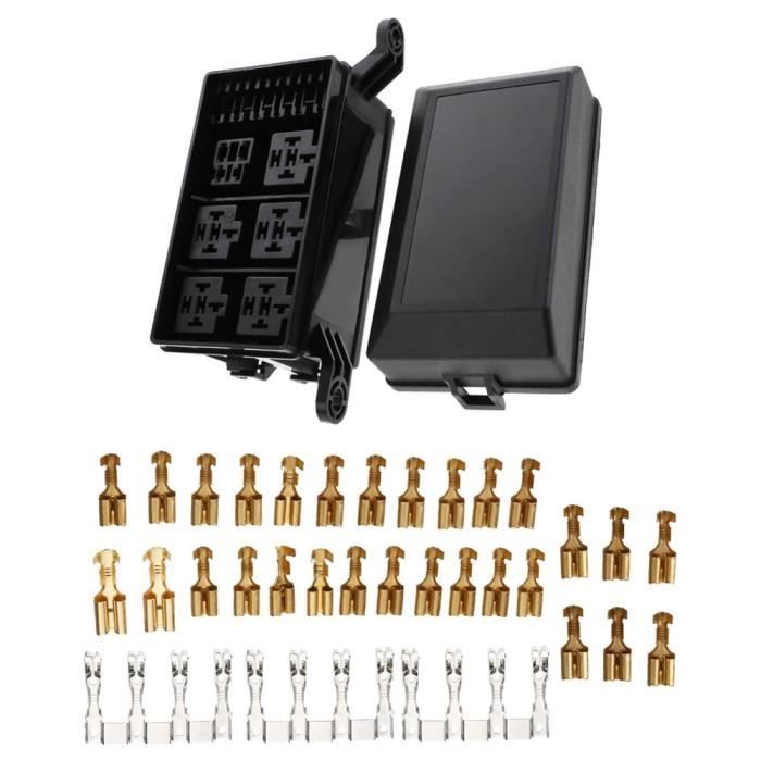 Boîte Relais Fusibles 6 Voies étanche - Bloc 12V Avec Bornes - Pour Auto, Bateau, Voiture