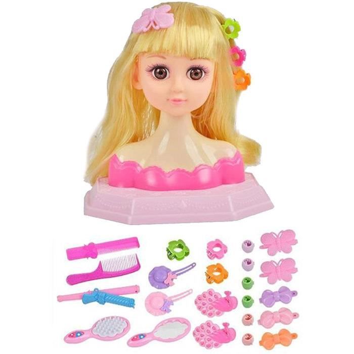 Tête De Maquillage & Coiffure Pour Fille – Kit Simulation Coiffure & Maquillage – Jouet Éducatif Créatif