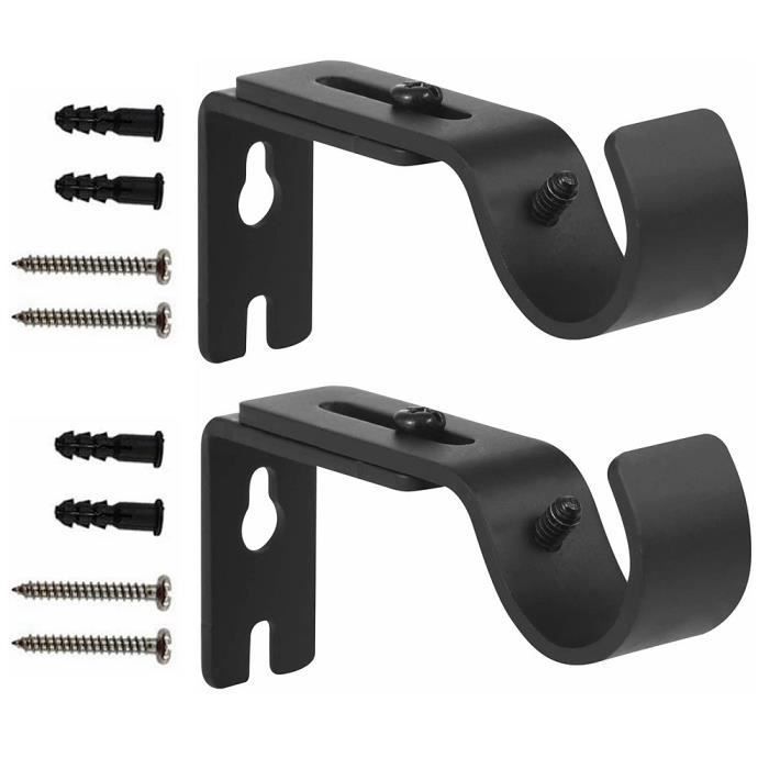 2 Supports Réglables Pour Tringle à Rideau VORCOOL - Fer - Pour Tiges 15-22mm (1 Pouce) - Vis Incluses