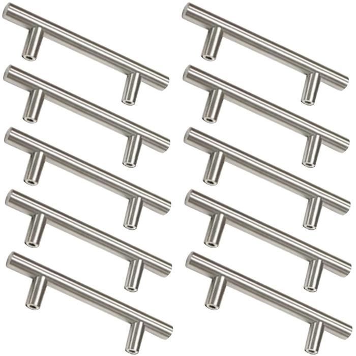 10 Morceaux Entraxe de Trou Poignee de Porte Meuble Poignée Boutons de Portes en T pour Meubles