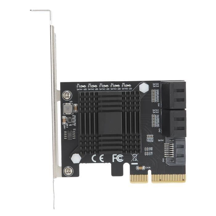 Carte Adaptateur M.2 Vers SATA3.0 ASM1166 - Extension PCIe Vers 5 SATA 6 Gbit/s