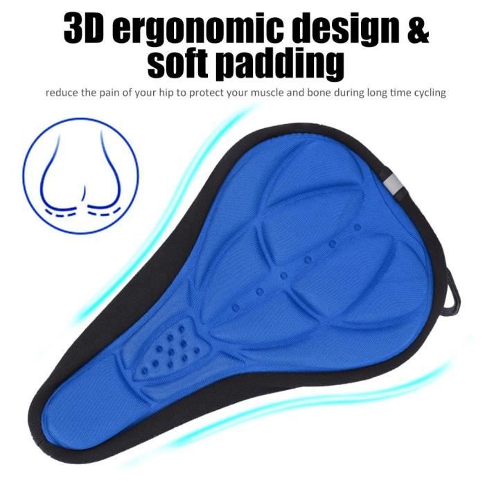 Tbest housse de selle de vélo de route Couvre-selle de siège souple respirant pour vélo de montagne 3D ultraléger (bleu)
