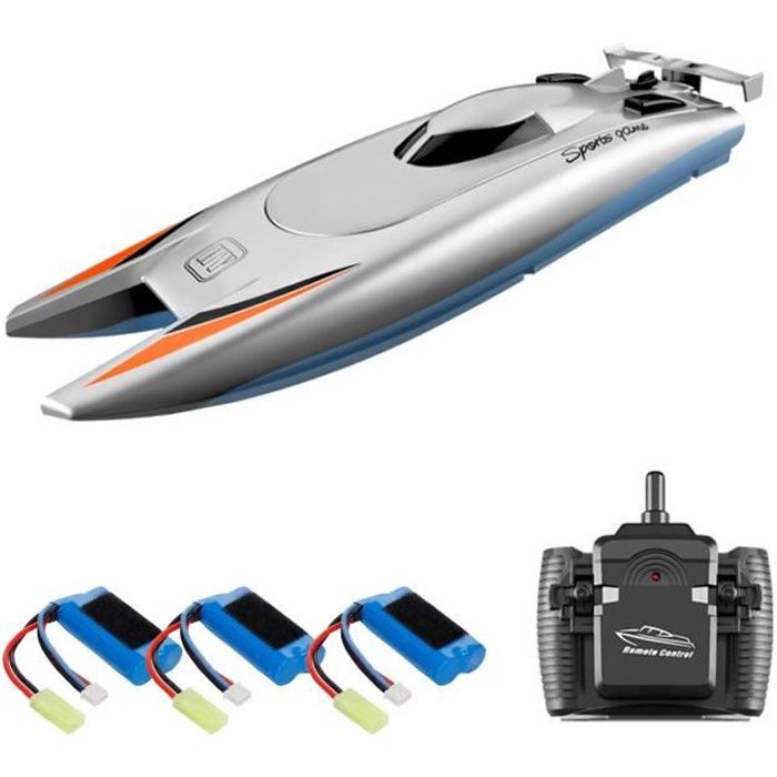 Bateau RC à Grande Vitesse 25 Km/h - Double Batterie, Télécommande 2,4 GHz, Système Refroidissement Eau - Pour Piscine Et Lac - Enfants Et Adultes