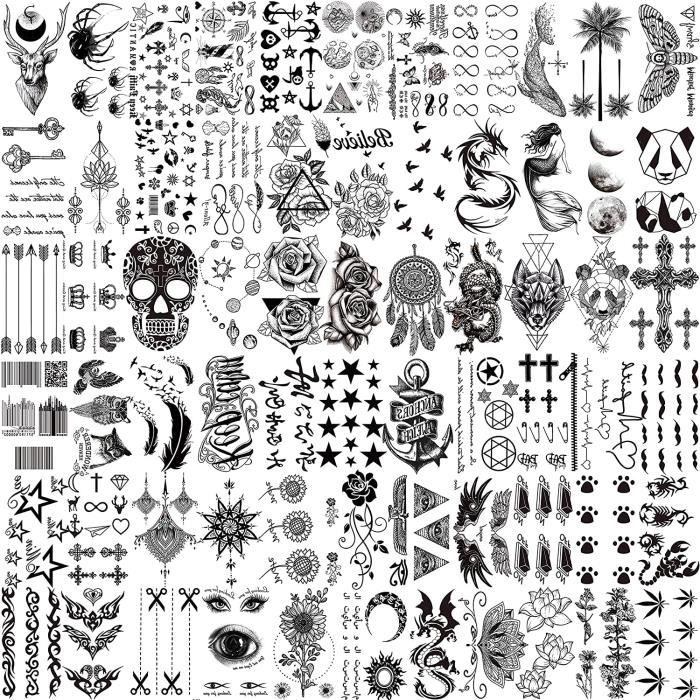 Laroi 66 Feuilles 3d Petits Noir Tatouages Ephemere Femmes Hommes Ralistes Faux Tatouage Temporaire Visage Cou Bras Enfant Ta Cdiscount Au Quotidien