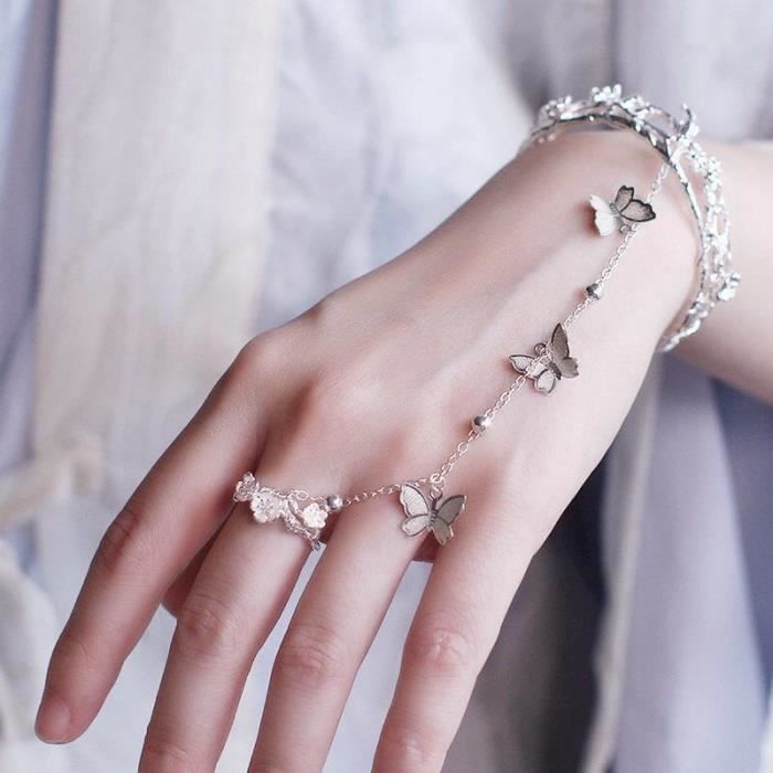 Bracelet Rétro Argenté à Maillons Fleur Avec Cristal Boréalis - Occasion, Voir Fiche