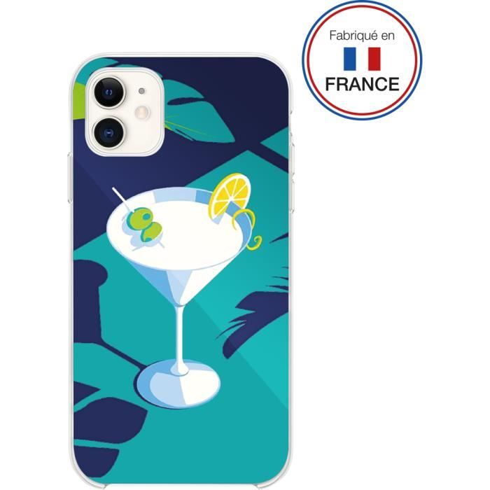 Coque Résine iPhone XR / 11 Cocktail bleu Miroir - Fabriquée en France Bigben