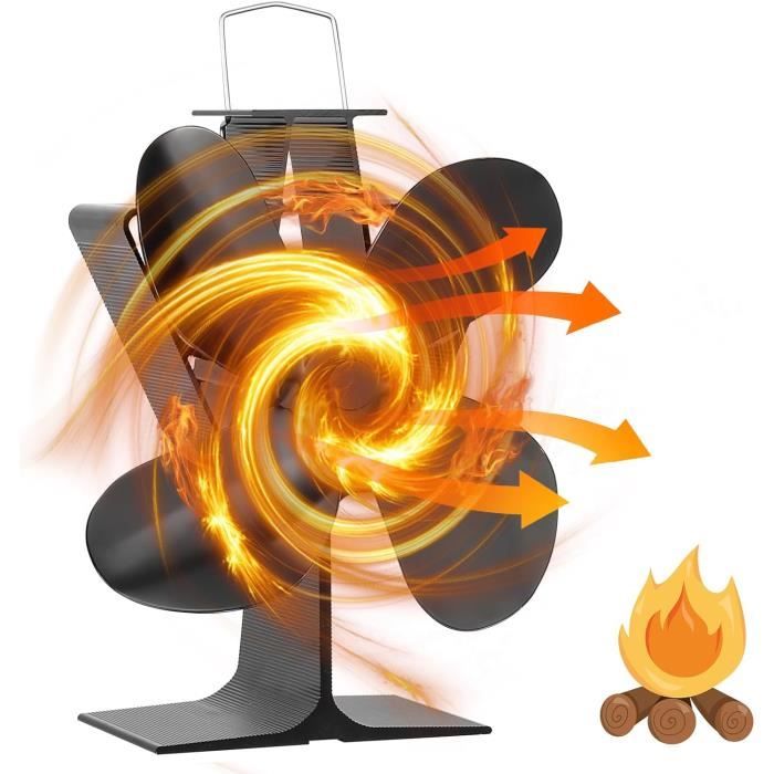 Ventilateur Poêle à Bois - BLEOSAN - 4 Pales - Silencieux - Alimenté par la Chaleur - 25 dB - Bleosan
